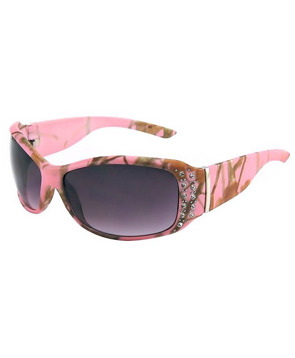 Womens Pink Camouflage Sunglasses with Rhinestones - Soft Pouch ...