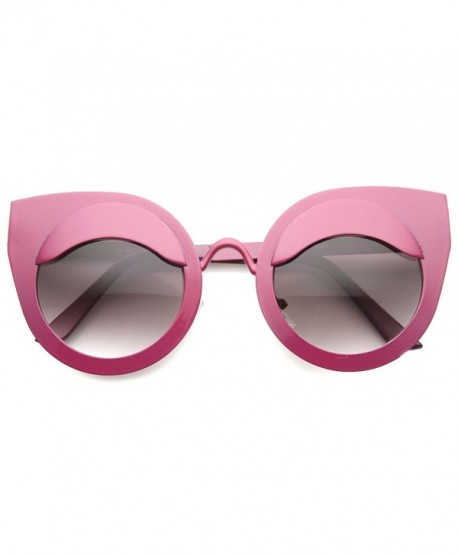 Women's Bold Metal Frame Slim Temple Eyelid Cat Eye Sunglasses 47mm ...