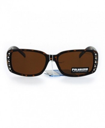Polarized Rhinestone Rectangular Designer Sunglasses