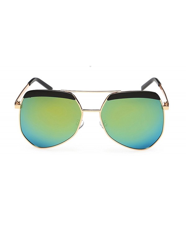 Oversized Yellow green Reflective Polarized Sunglasses