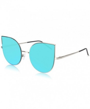 SOJOS Cat Eye Mirrored Flat Lenses Ultra Thin Light Metal Frame Women  Sunglasses SJ1022