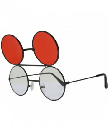 Round Flip Sunglasses Black Red