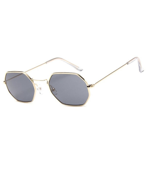 Unisex UV400 Retro Polygon Gold-coloured Frame Sunshade Sunglasses ...