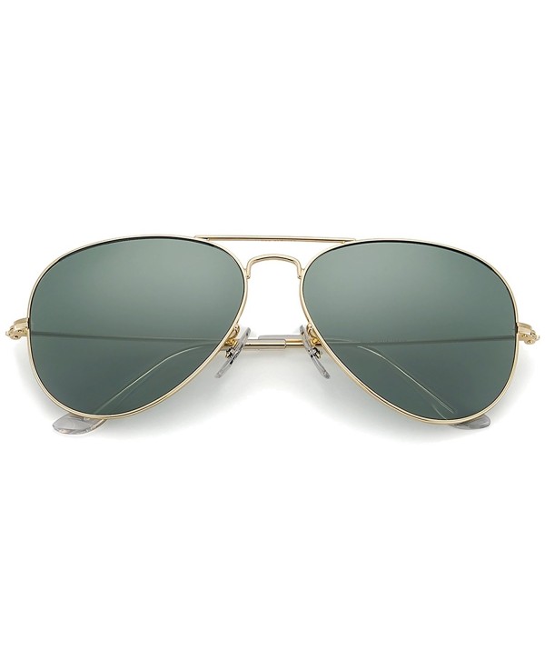 Polarized Aviator Sunglasses for Men and Women - Gold Frame/Black Green ...