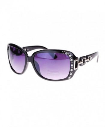 Oversized Rectangular Rhinestone Encrusted Sunglasses