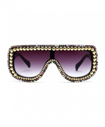 Slocyclub Rectangular Oversized Sunglasses Rhinestone
