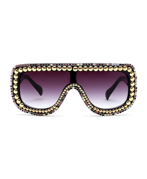 Slocyclub Rectangular Oversized Sunglasses Rhinestone