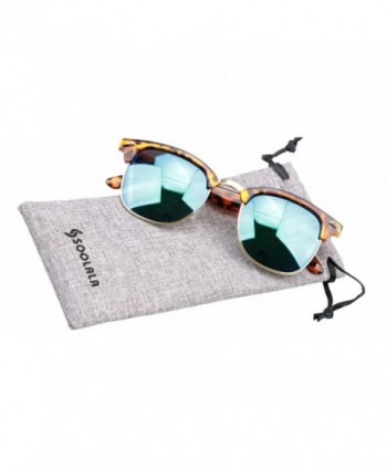 SOOLALA Clubmaster Semi Rimless Sunglasses Tortoise