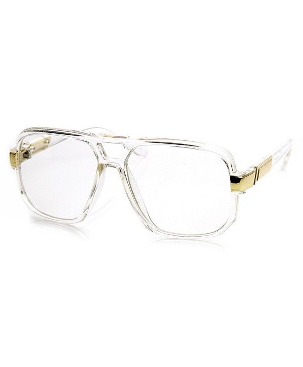 Classic Square Frame Plastic Clear Lens Aviator Glasses (Clear ...