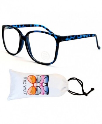 Wayfarer Oversized Eyeglasses Tortoise Blue Clear