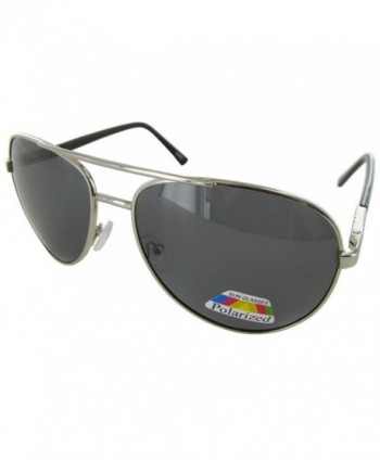 Polarized Eyewear Aviator Sunglasses Silver Smoke