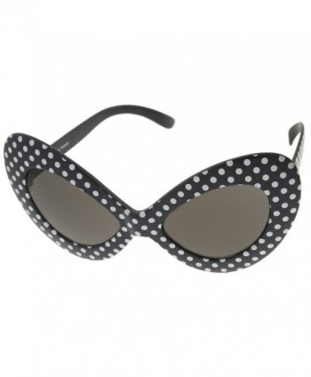 zeroUV Oversized Butterfly Sunglasses Black White Dots