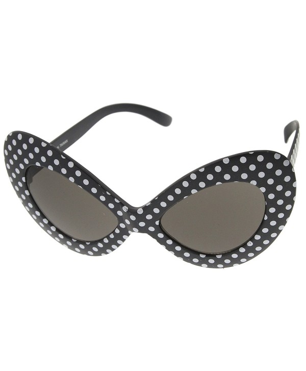 zeroUV Oversized Butterfly Sunglasses Black White Dots