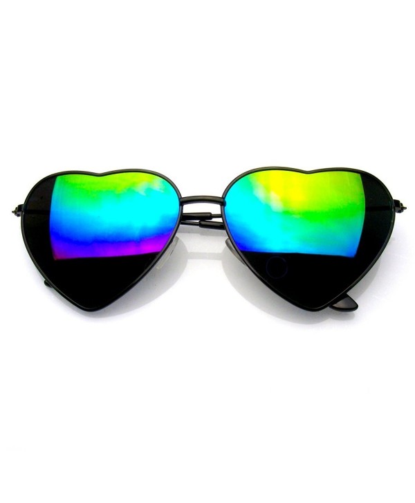 Womens Metal Heart Mirror Sunglasses