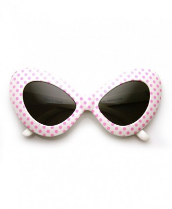 zeroUV Oversized Butterfly Sunglasses White Pink Dots
