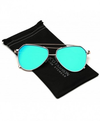 Reflective Double Bridge Aviator Sunglasses