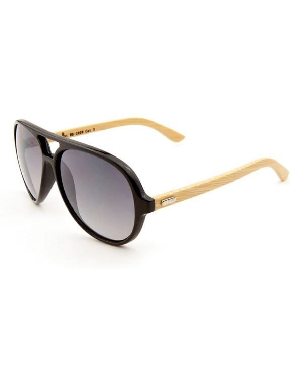 Wooden Aviator Sunglasses Black Natural