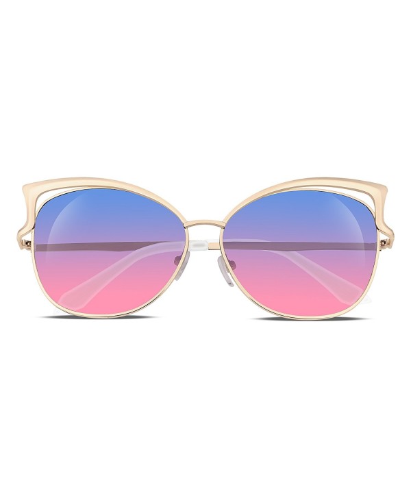 FEISEDY Cateye Women Sunglasses Mirrored