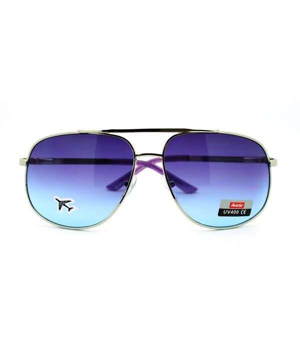 Purple Square Aviator Sunglasses Silver