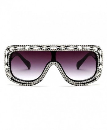 Slocyclub Rectangular Oversized Sunglasses Rhinestone