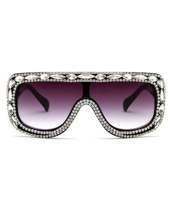 Slocyclub Rectangular Oversized Sunglasses Rhinestone