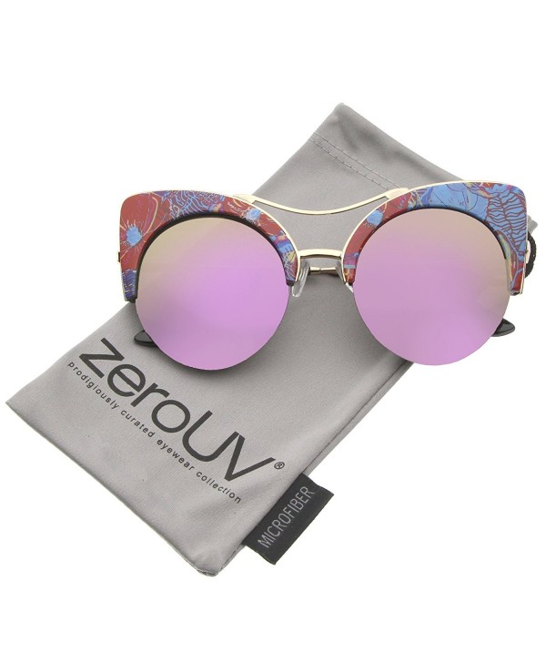 zeroUV Womens Semi Rimless Sunglasses Red Blue Floral