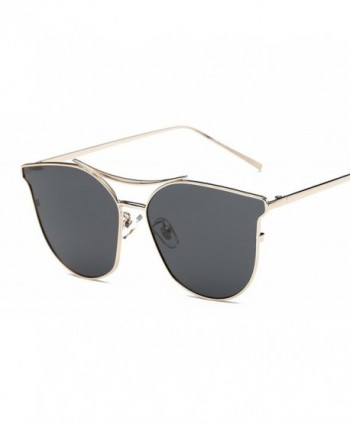 OLEWELL Polarized Sunglasses Mirrored Metal Frame Flat Lenses Black
