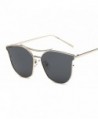 OLEWELL Polarized Sunglasses Mirrored Metal Frame Flat Lenses Black