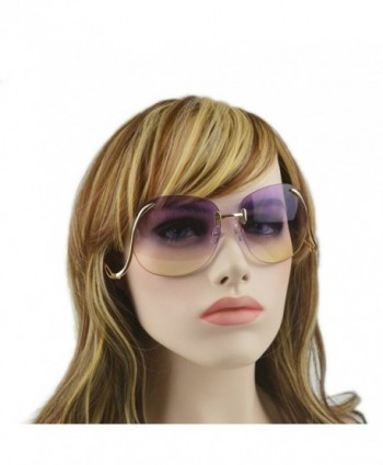 Unique Design Rimless Sunglasses gold purpleyellow