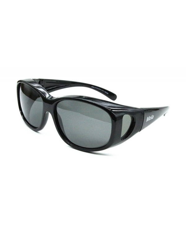 Polarized Wrap Around Sunglasses over prescription glasses Medium Large Men  Women Driving - Gross Black - CF12N1RJ75L
