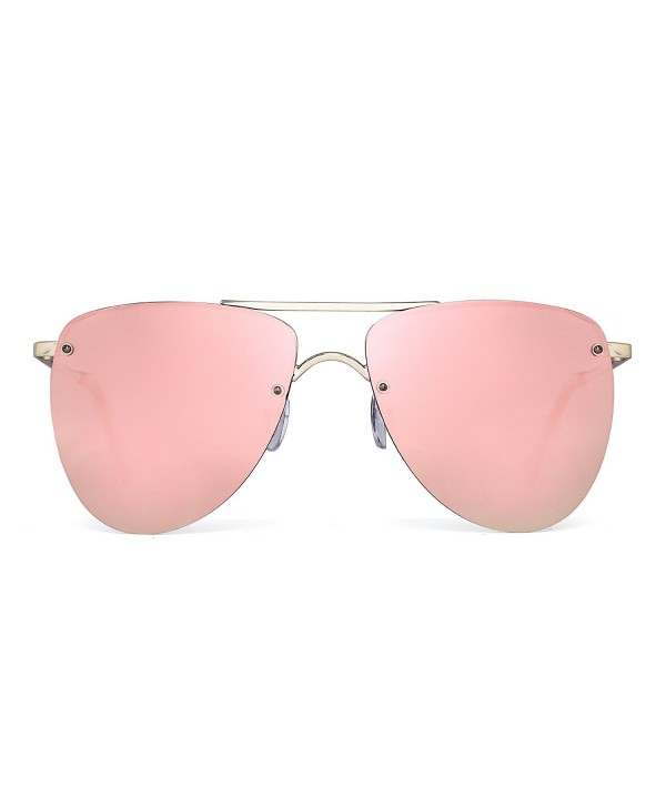 Polarized Rimless Aviator Sunglasses Mirrored