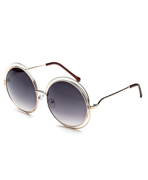 Womens Sunglasses Super Oversized Round Circle Wire Metal Frame 