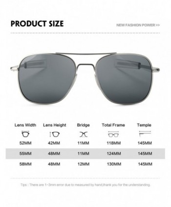 Men's Pilot Aviator Sunglasses Polarized 55mm Military Style with ...