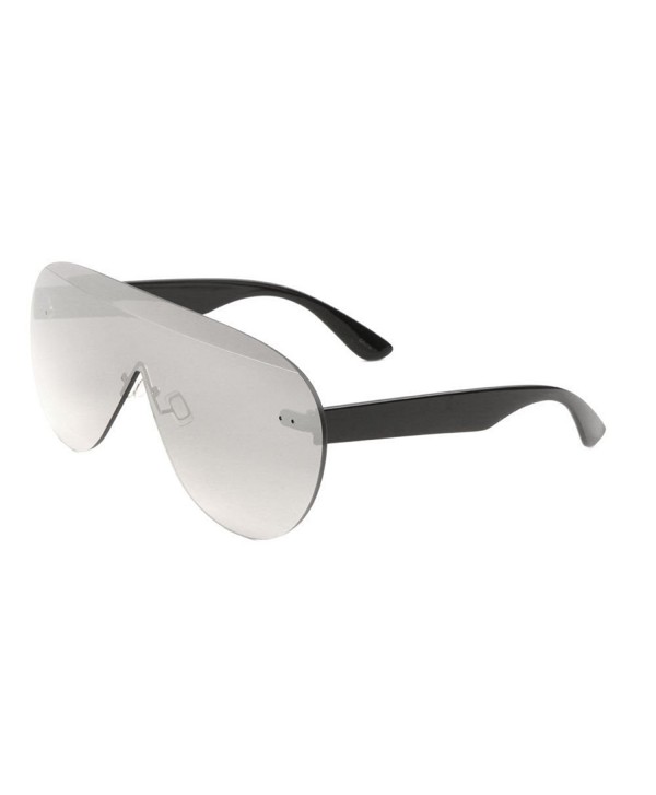Rimless Oversized Shield Sunglasses Silver