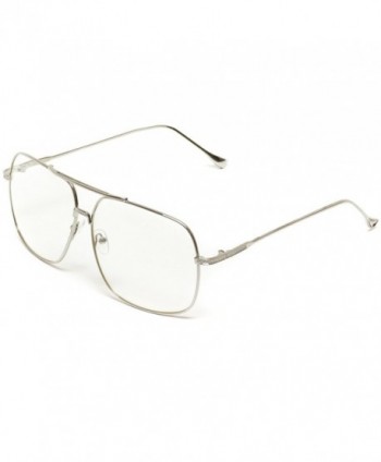 70's Style Clear Glasses Gold Frame Aviator Style - Silver - C012O8RVE3V