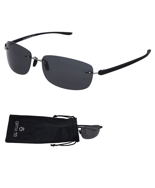 Rimless Polarized Sunglasses Microfiber Pouch