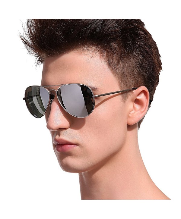 Classic Aviator Polarized Mirrored Lens Metal Frame Uv400 Sunglasses For Men Women Silver