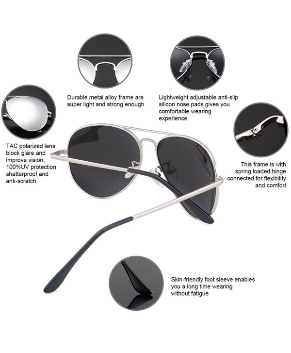 Classic Aviator Polarized Mirrored Lens Metal Frame UV400 Sunglasses ...