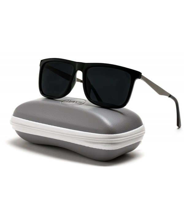 Flat Top Polarized Lens Square Black Sunglasses for Men - Black Frame / Black Polarized Lens - CL184XL8EGW