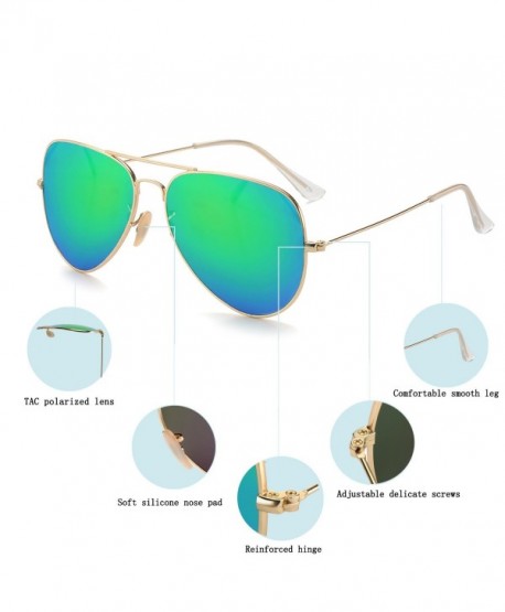 Polarized Aviator Sunglasses for Men and Women - Gold Frame/Green Lens ...