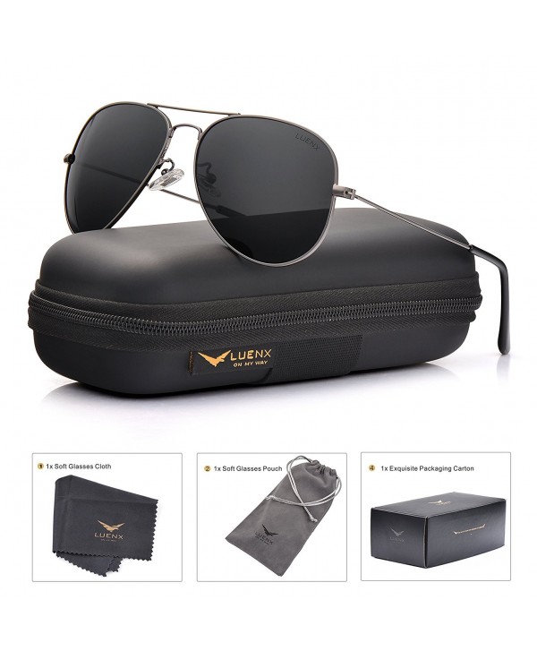 LUENX Aviator Sunglasses Men Women Polarized UV400 Metal Frame 60MM