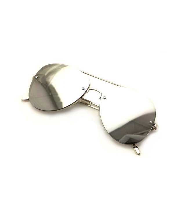 Large Aviator Flat Mirror Sunglasses