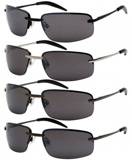Men's Metal Semi-Rimless Sports Sunglasses 25124S - Matte Gunmetal ...