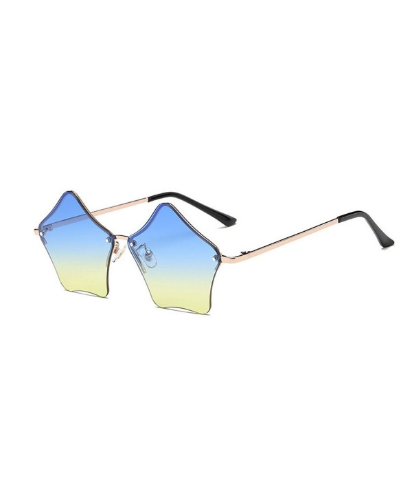 Rimless Sunglasses Transparent Eyewear gold blue