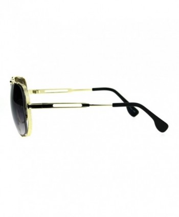  Mogul Bold Square Oversized Metal & Plastic Aviator Sunglasses  (Black & Gold, Smoke Black) : Clothing, Shoes & Jewelry