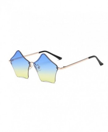 Rimless Sunglasses Transparent Eyewear gold blue