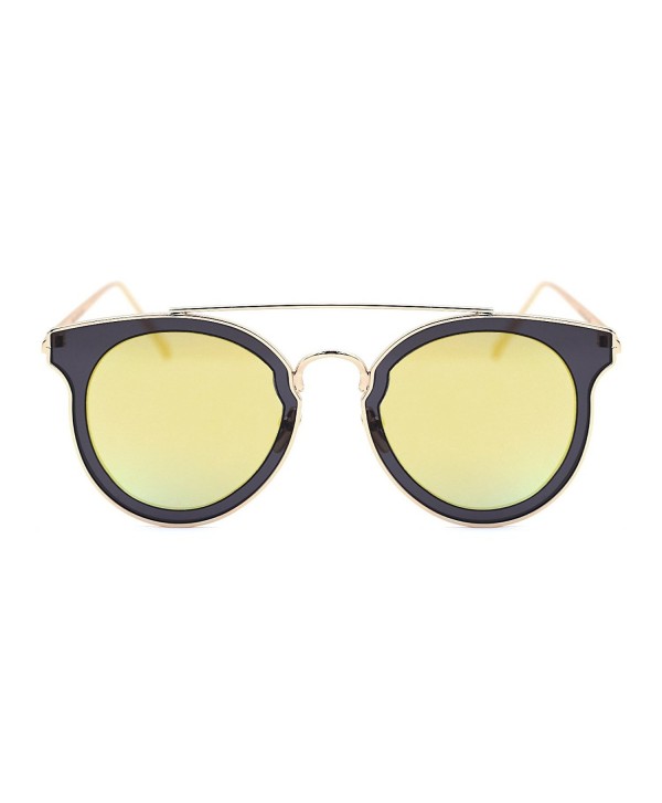 TIJN Metallic Browbar Mirrored Sunglasses