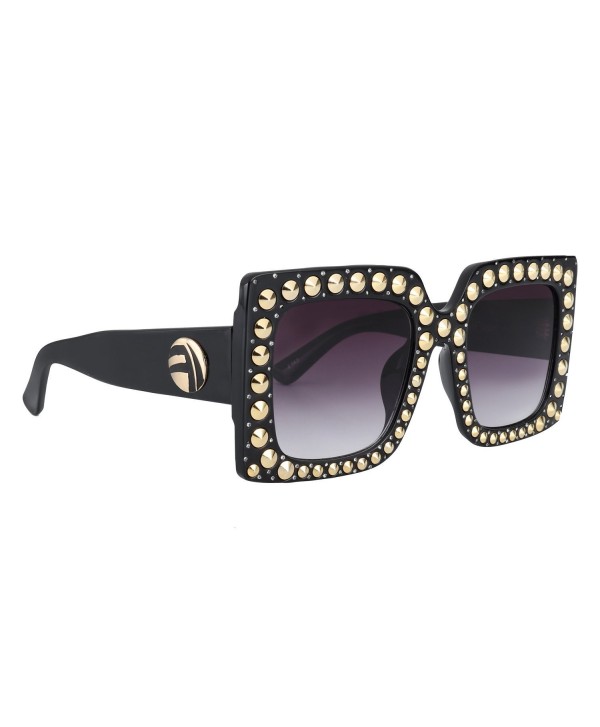 ROYAL GIRL Sunglasses Crystal Trim Black Gray